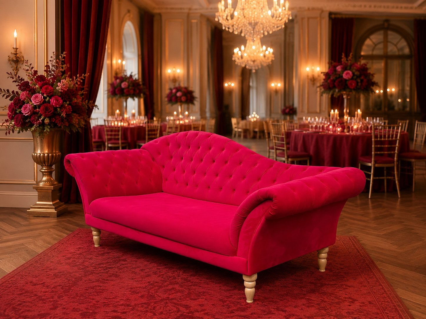 Exclus Rode Chesterfield Loveseat / voor elk interieur! ️, Huis en Inrichting, Ophalen of Verzenden, Zo goed als nieuw