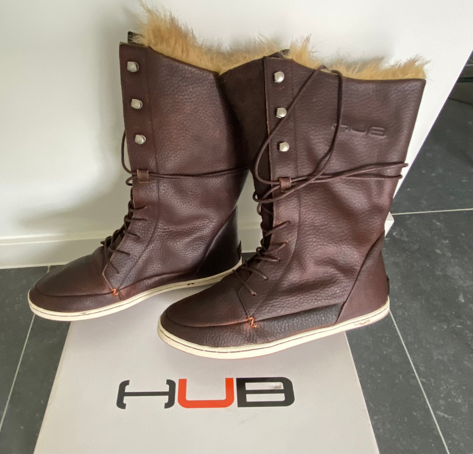 Warme leder winterlaarzen merk *HUB*, Ophalen of Verzenden, Nieuw, Bruin