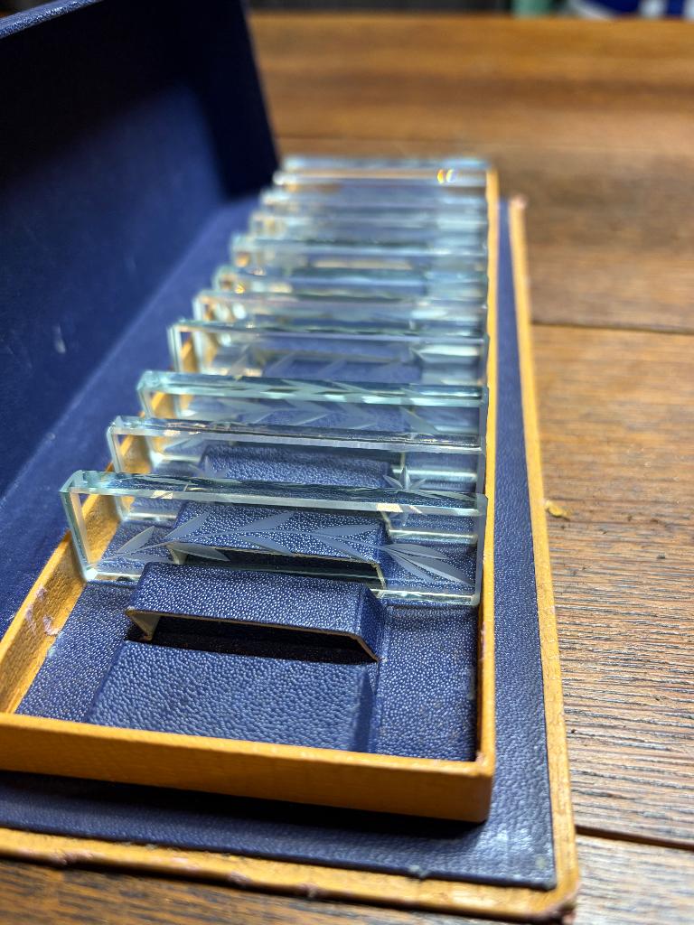 Vintage Art Deco Messenleggers  Set van 11 in Originele Doos, Enlèvement, Utilisé, Verre