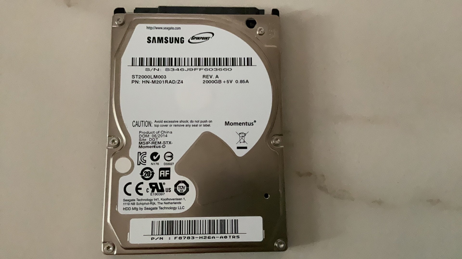 2 TB seagate harde schijf, Computers en Software, Harde schijven, Ophalen of Verzenden, Zo goed als nieuw, SATA