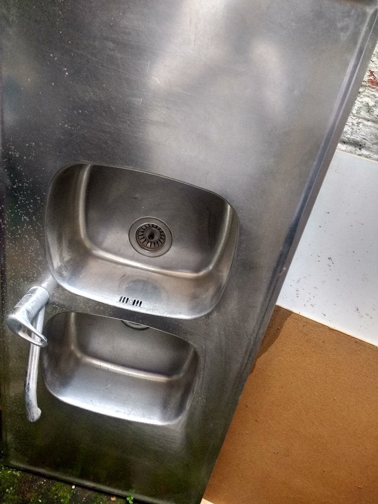 Complete wastafel, Doe-het-zelf en Bouw, Sanitair, Ophalen, Gebruikt, Inox, Wastafel