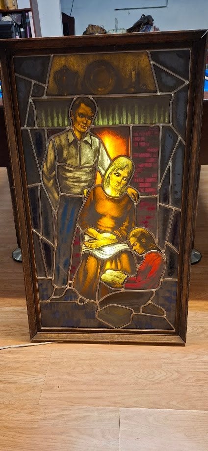 Vintage Lichtbak/ verlicht paneel, glas in lood, Antiquités & Art, Enlèvement