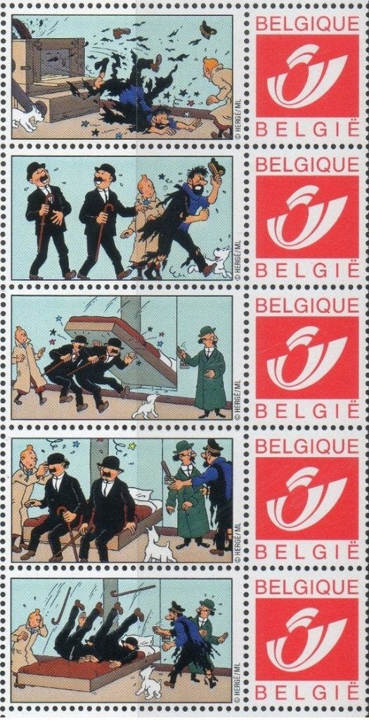 5 duostamps Tintin neufs, Enlèvement