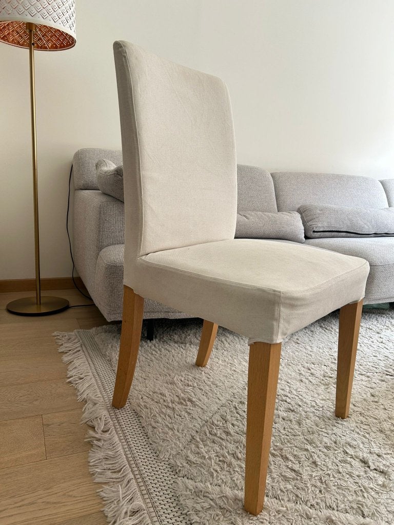 Chaise salle à manger scandinave, tissu écru x6, Maison & Meubles, Enlèvement, Scandinave, Blanc, Tissus