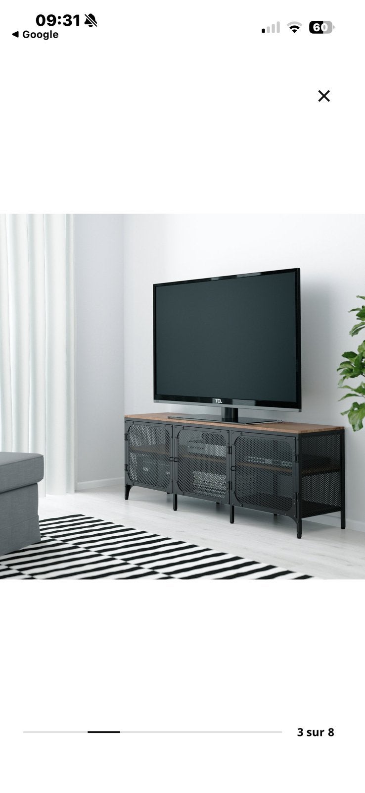 Meuble television Industriel, Maison & Meubles, Moins de 100 cm, 150 à 200 cm, Comme neuf, Enlèvement