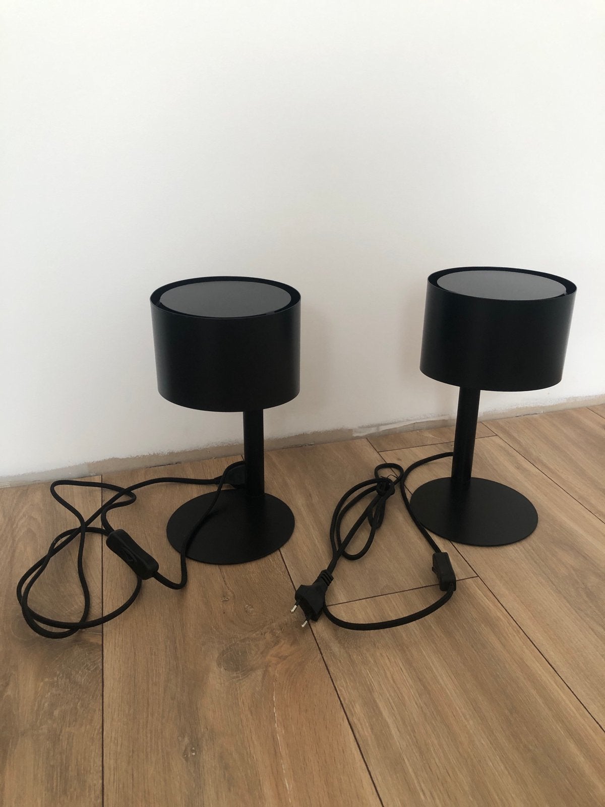 2 nachtlampen / tafellampen zwart metaal, Ophalen, Gebruikt, Metaal, Minder dan 50 cm