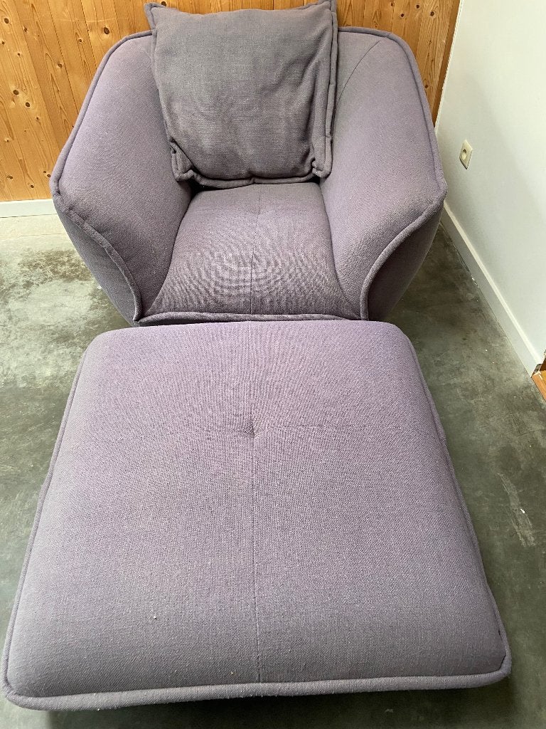 Fauteuil dépôt design gris, Maison & Meubles, Enlèvement, Utilisé, Tissus