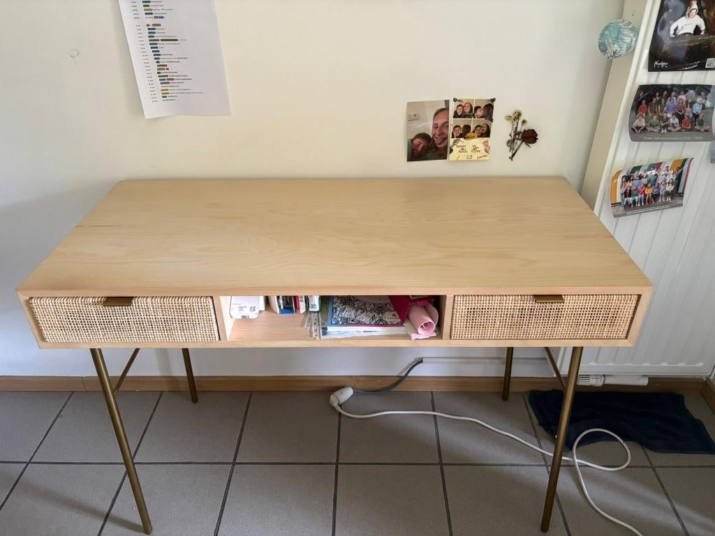 Bureau met ladekast, 115 cm, Met lades, Spaanplaat of MDF, 50 cm