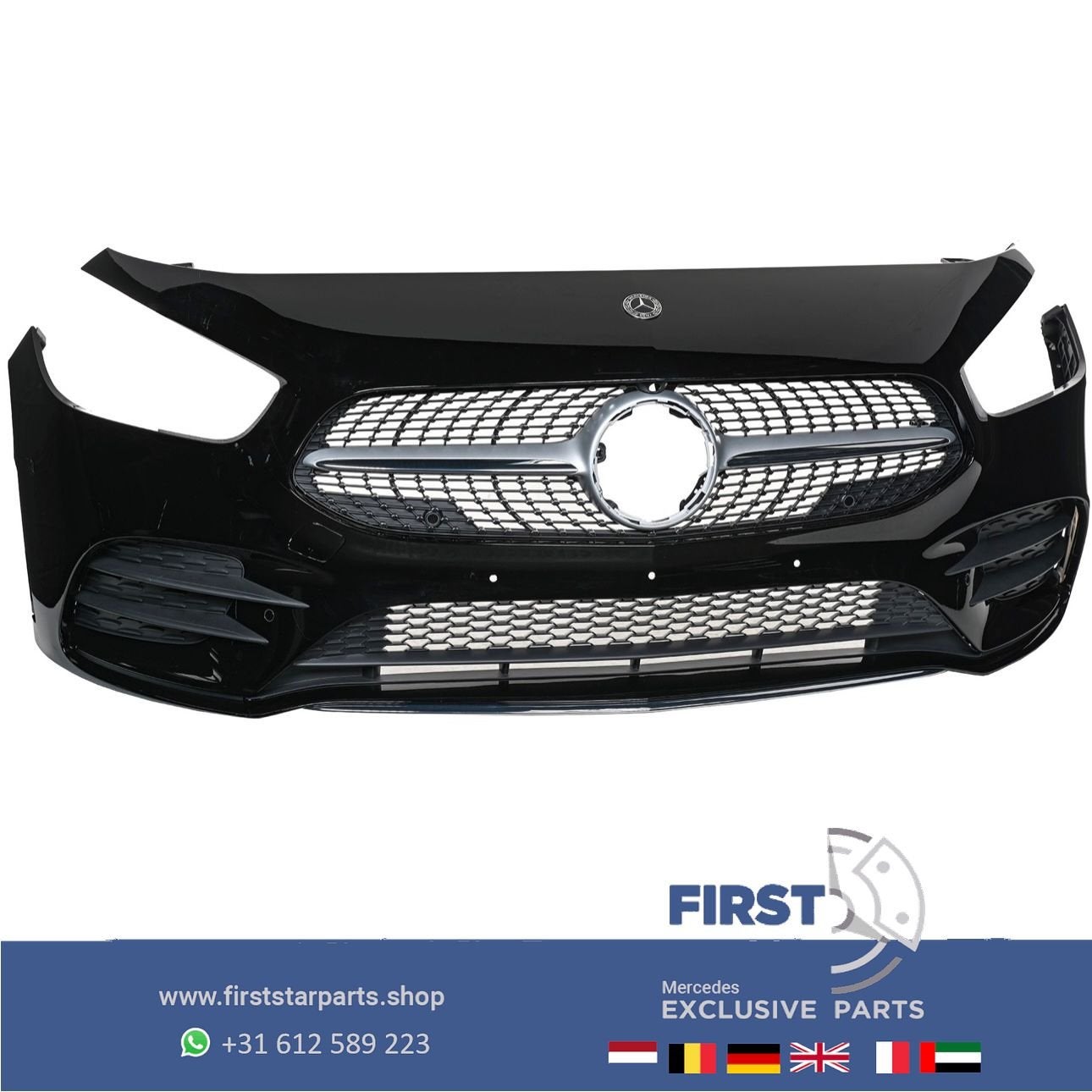 2019 W247 B KLASSE AMG BUMPER COMPLEET ZWART WIT GRIJS 2019-, Gebruikt, -, Voor, Ophalen of Verzenden