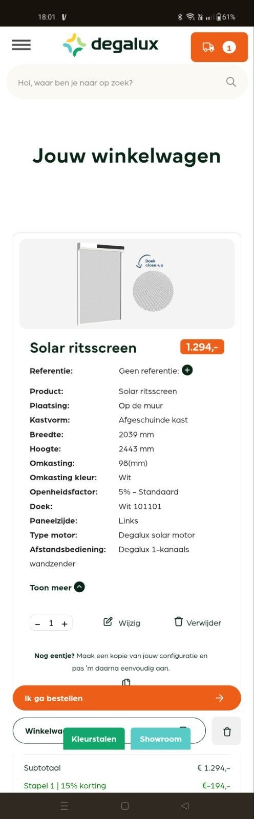 Screen zip solaire Degalux - blanc - largeur 204 cm, Bricolage & Construction, Volets, Blanc, Enlèvement