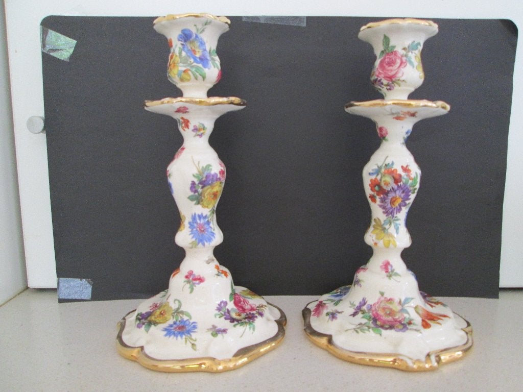 Boch Keralux; 2 kandelaars Fleur de sax van 24 cm hoog, Antiek en Kunst, Ophalen of Verzenden