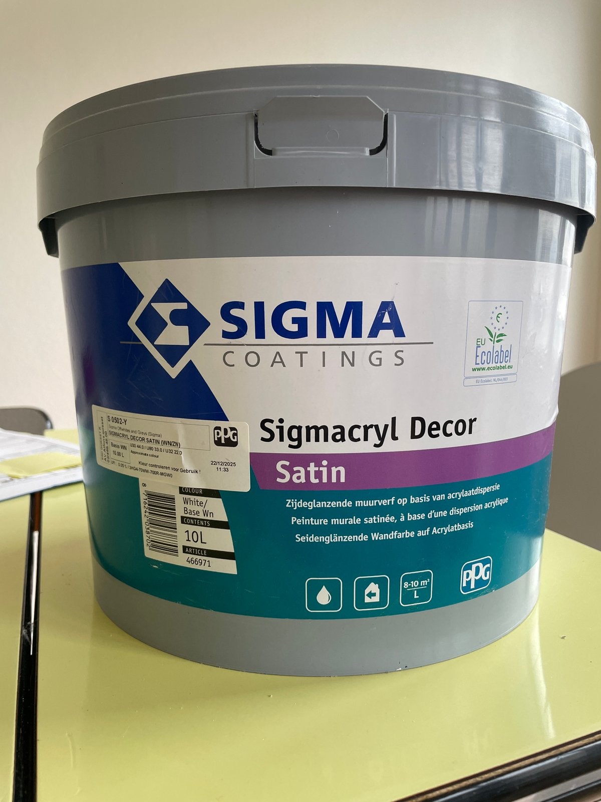 Sigmacryl Decor satin paint, Bricolage & Construction, Peinture, Vernis & Laque, Neuf, 10 à 15 litres, Enlèvement, Peinture