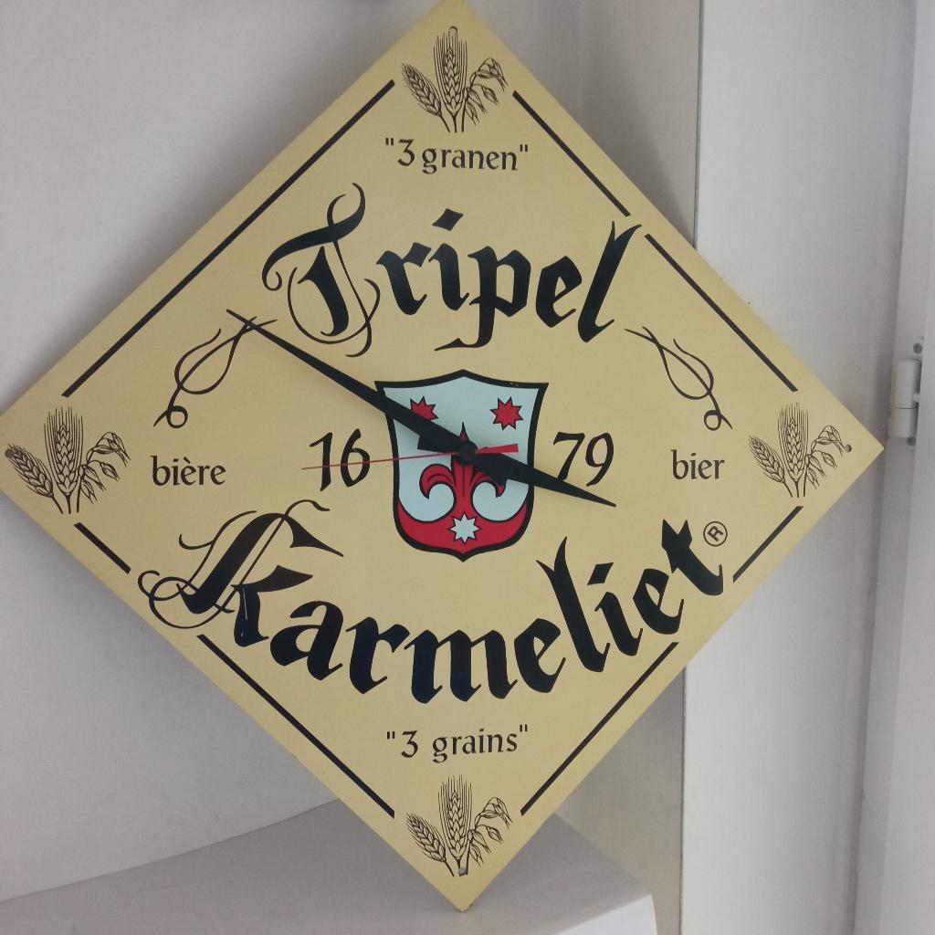horloge TRIPLE KARMELIT, Collections, Marques de bière, Enlèvement ou Envoi, Utilisé, Panneau, Plaque ou Plaquette publicitaire