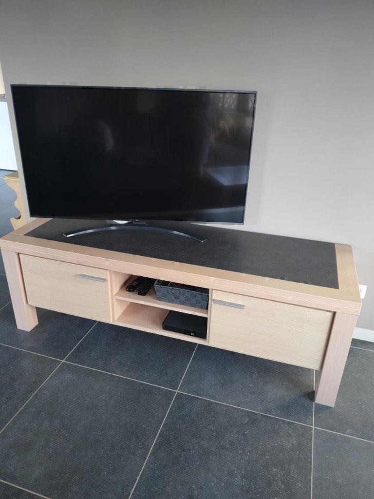 TV meubel met stenen blad, Moins de 100 cm, 150 à 200 cm, Enlèvement, Utilisé