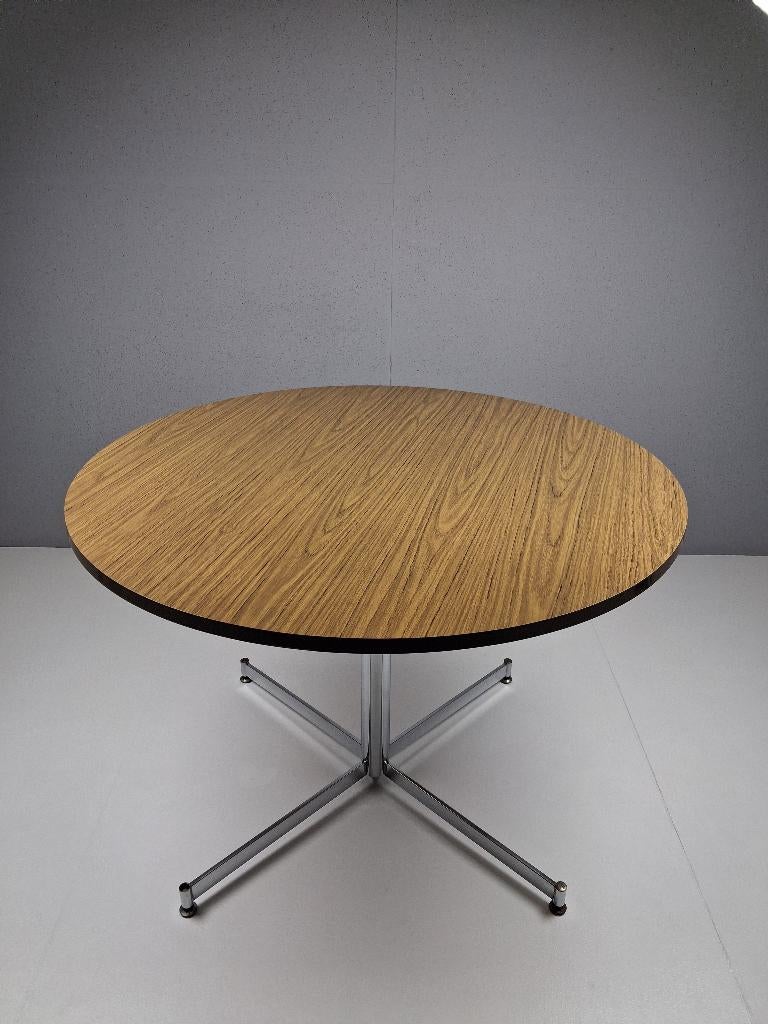 Vintage Ronde Tafel, Jaren 70 - 80, Huis en Inrichting, Ophalen, Gebruikt, Vier personen, Overige houtsoorten