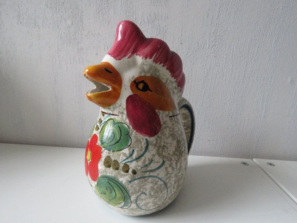Cruche de coq en majolique barbotine Italie, Antiquités & Art, Enlèvement ou Envoi