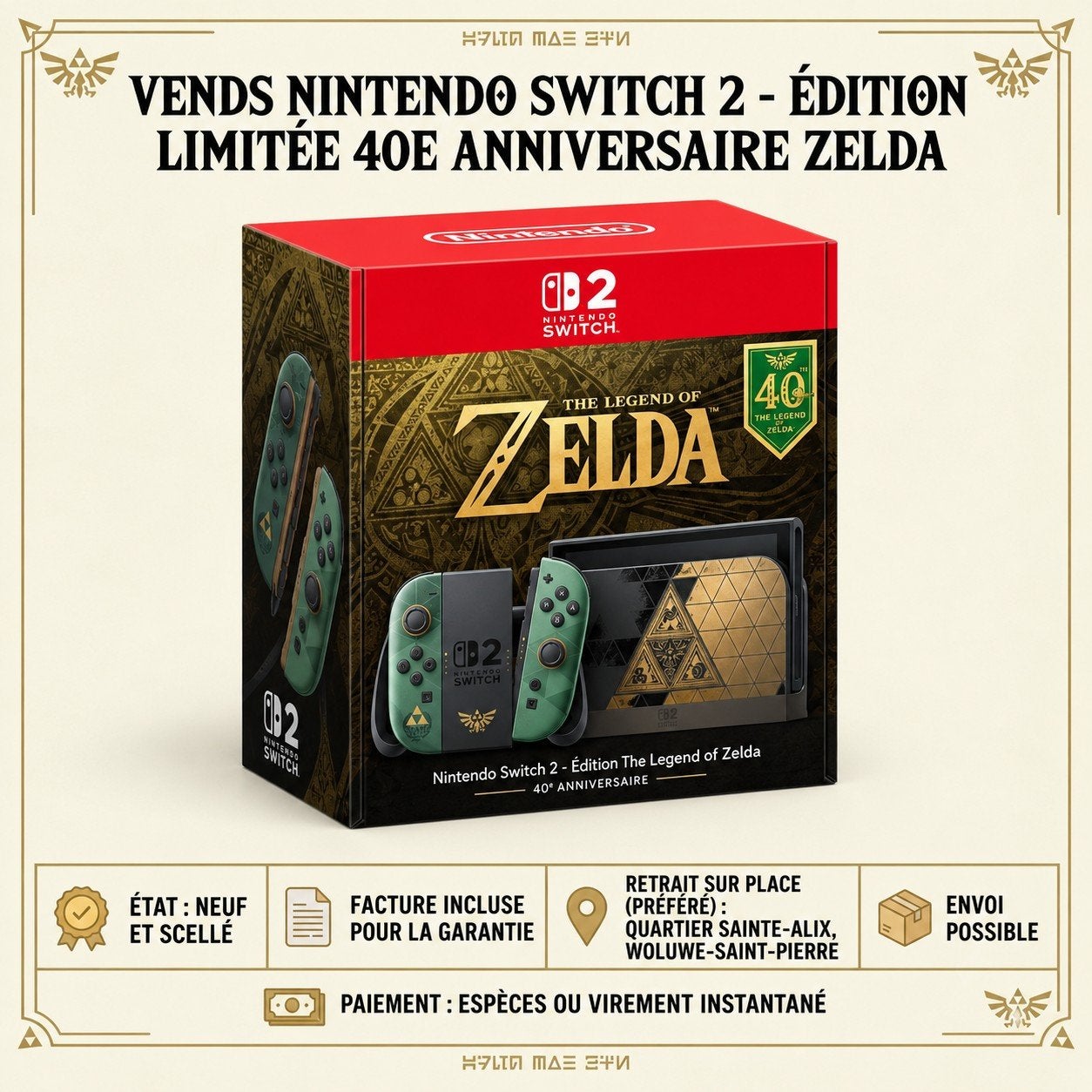 Nintendo Switch 2 – Édition Collector Zelda en précommande, Enlèvement ou Envoi