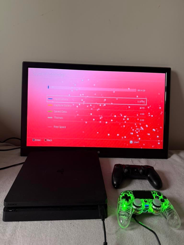 PLAY STATİON 4 SLİM DİGİTAL 1TB + 1 Controllers, Ophalen, Zo goed als nieuw, 1 TB, Slim
