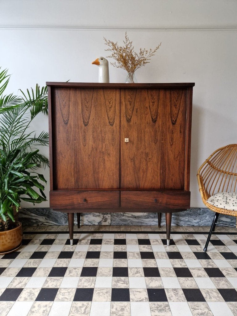 Vintage midcentury palisander kast | highboard | retro, Huis en Inrichting, Kasten | Buffetkasten, Gebruikt, 100 tot 150 cm, 100 tot 150 cm