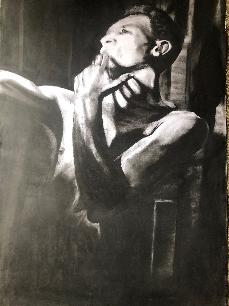 Tekening houtskool, Antiquités & Art, Art | Dessins & Photographie, Enlèvement, Dessin, Dessin au fusain, Fait main