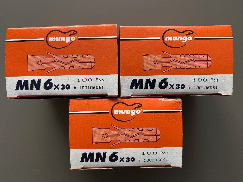 MN nylon plug 6x30 mm - 100 st MUNGO, Ophalen of Verzenden, Nieuw, Minder dan 50 mm, Pluggen