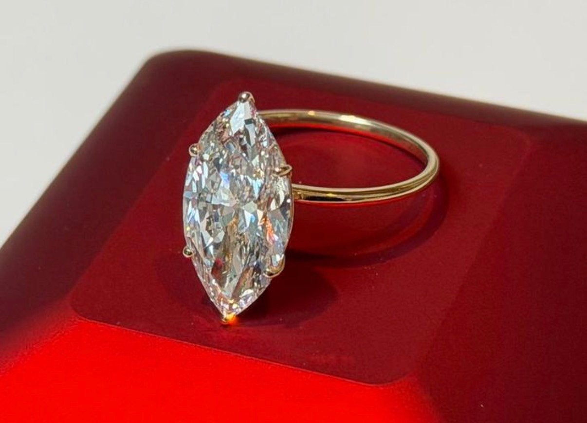 Geel gouden ring met VS1 diamant van maar liefst 5.00ct!, Geel, Nieuw, Ophalen of Verzenden, 17 tot 18
