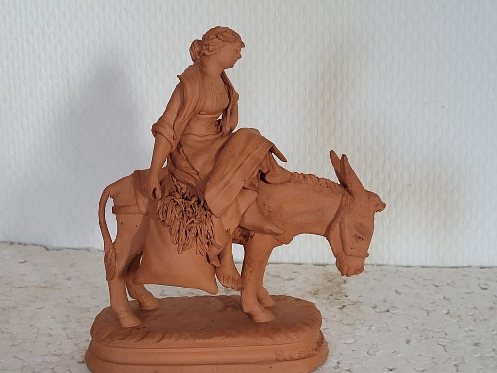 Italiaans terracotta beeldje P.Grasso/Sicilië, Antiek en Kunst, Ophalen of Verzenden