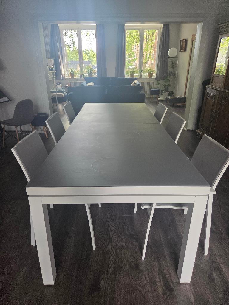 Table de jardin + 6 chaises, Jardin & Terrasse, Enlèvement, Comme neuf, Rectangulaire, Aluminium