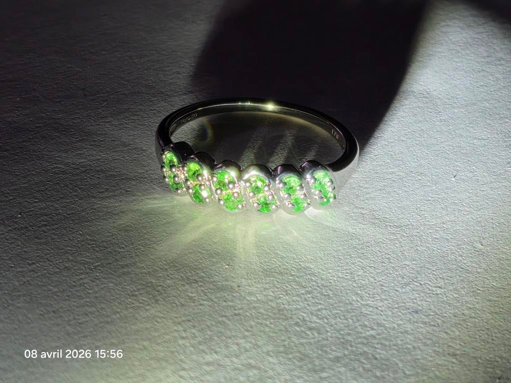 Bague en argent massif 925 avec tsavorites de Tanzanie, Neuf, Enlèvement, Argent, Argent