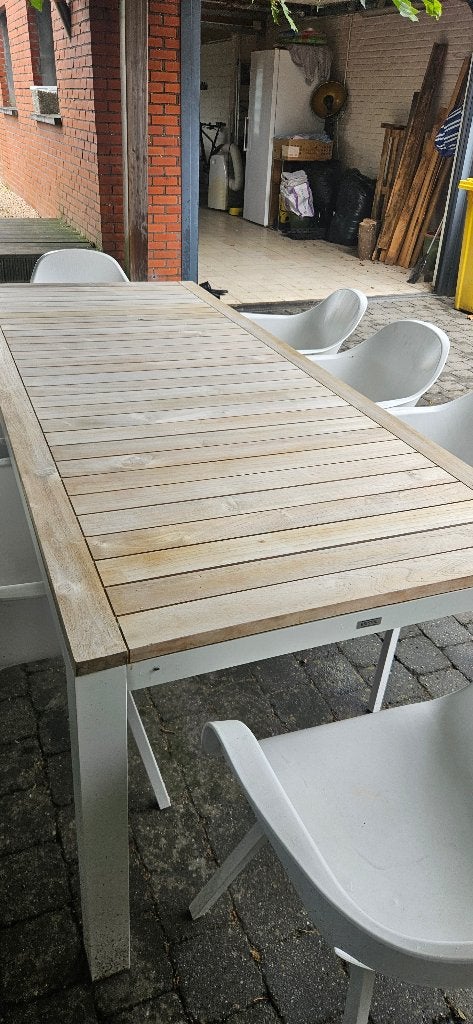 Tuintafel, Tuin en Terras, Tuintafels, Ophalen, Gebruikt, Rechthoekig, Hout