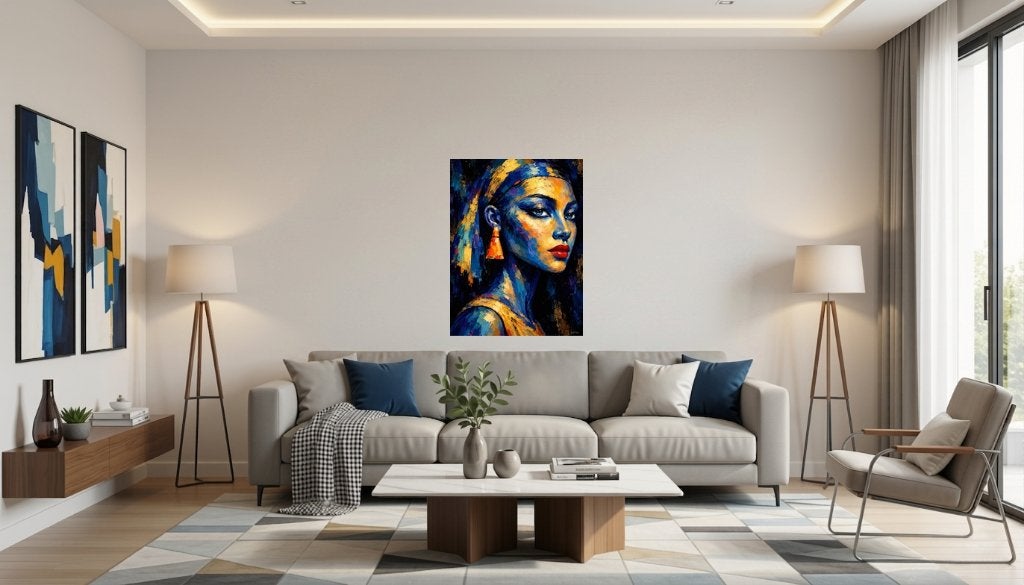 Peinture "Egyptia" (60x80 cm support au choix), Enlèvement ou Envoi, Texturé, Portrait, Bois