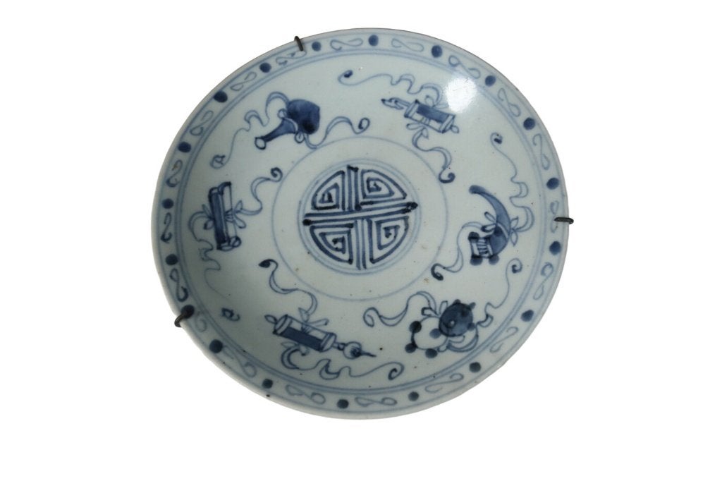 Chinees blauw-wit bord shou-teken - Fujian 19e eeuw, Antiek en Kunst, Ophalen