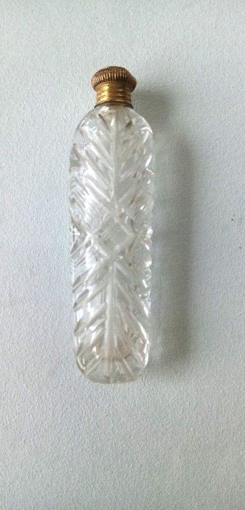 Flacon à parfum de poche en verre ciselé, année 1900- Impec, Antiquités & Art, Enlèvement