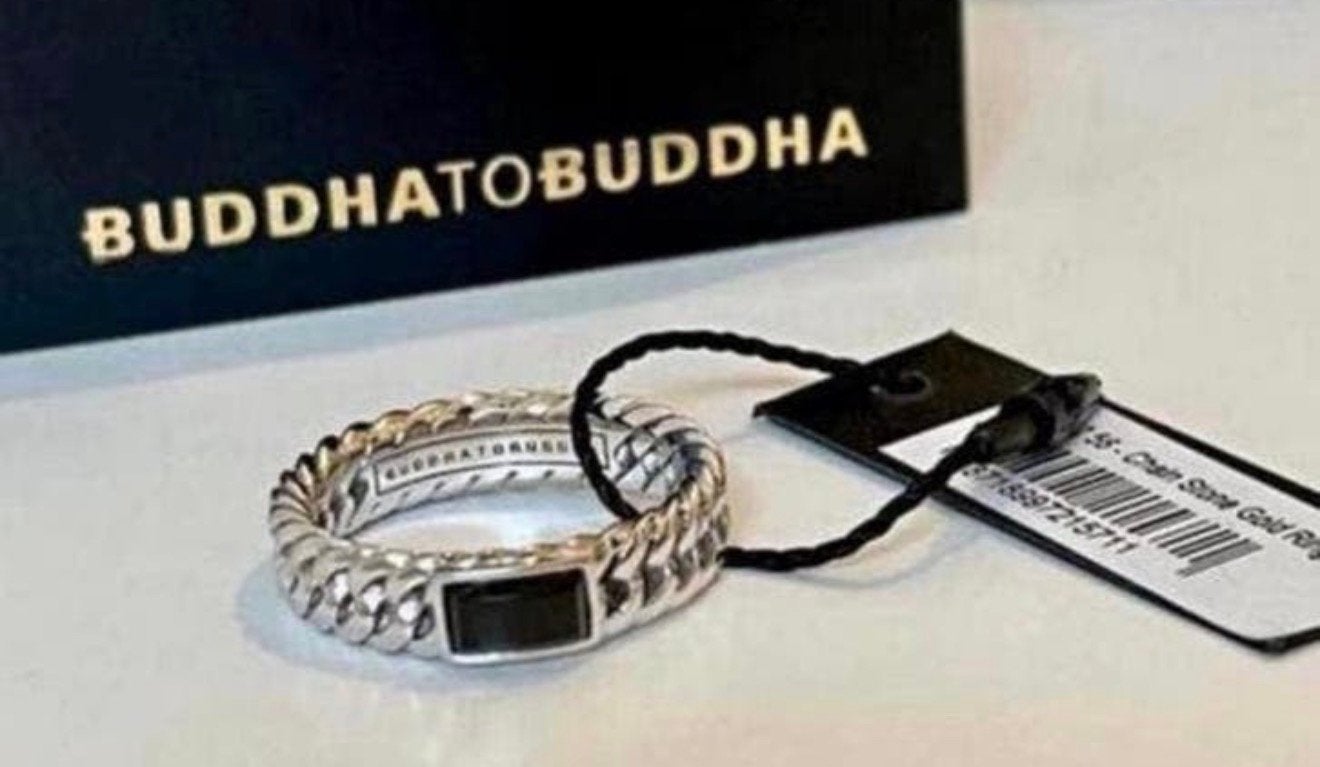 Buddha to Buddha ring in 14 karaat witgoud met Spinel steen!, Neuf, Enlèvement ou Envoi, Femme ou Homme, Or