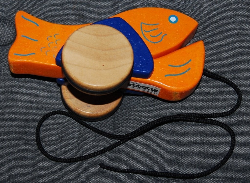 Jouet en bois (Poisson à tirer), Ophalen of Verzenden, Zo goed als nieuw, Duw- of Trekspeelgoed