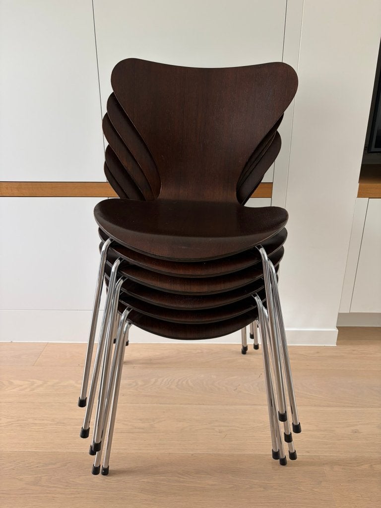 Arne Jacobsen Fritz Hansen Series 7 Butterfly Chair 1988, Brun, Enlèvement, Bois, Cinq, Six Chaises ou plus