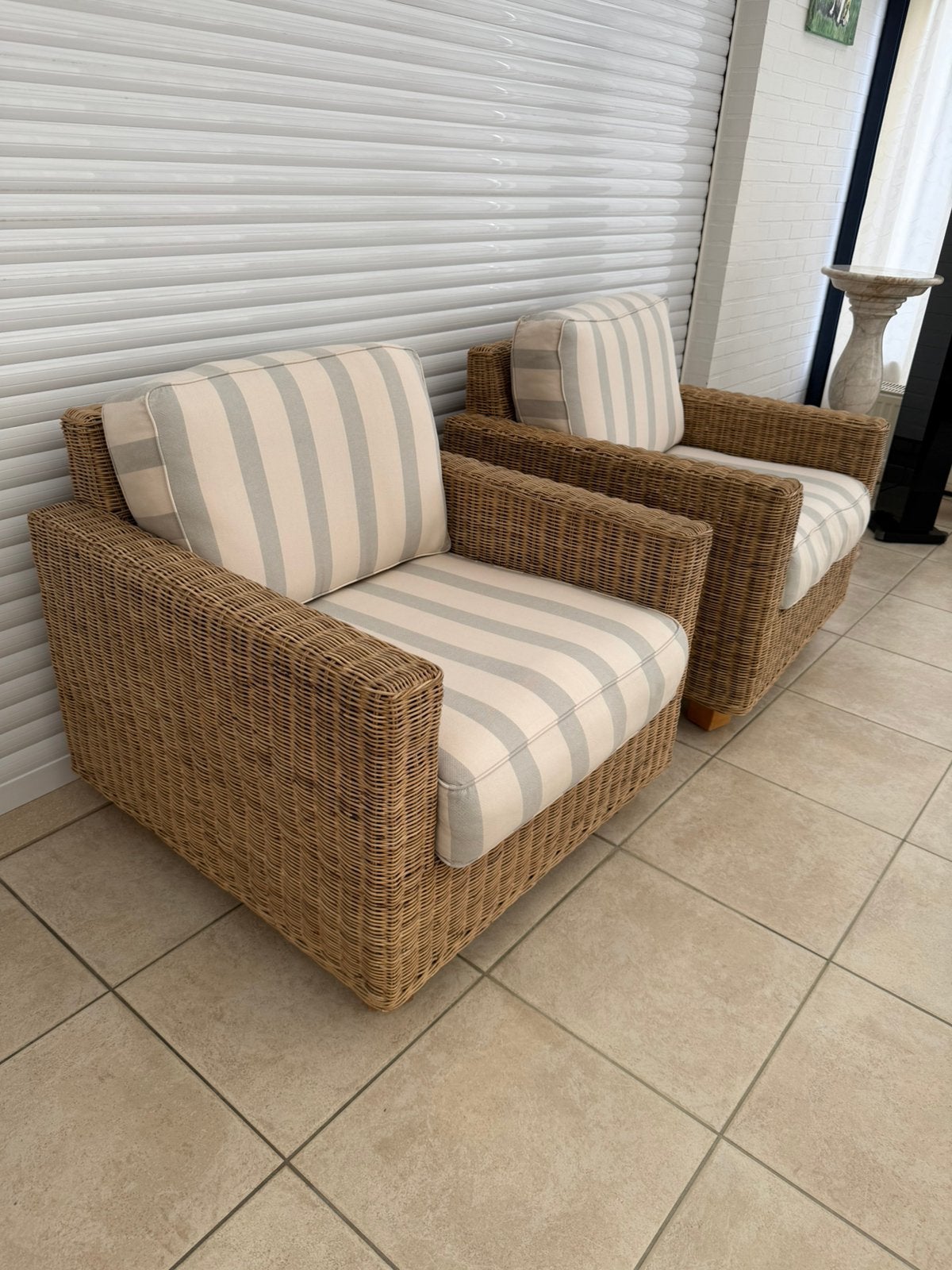 Rotan rieten loungeset in zeer mooie staat, Huis en Inrichting, Ophalen, Zo goed als nieuw, Stof