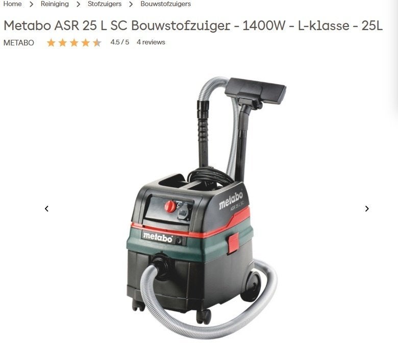 Bouwstofzuiger Metabo 25l - gebruikt, Bricolage & Construction, Enlèvement, Utilisé, Autres types