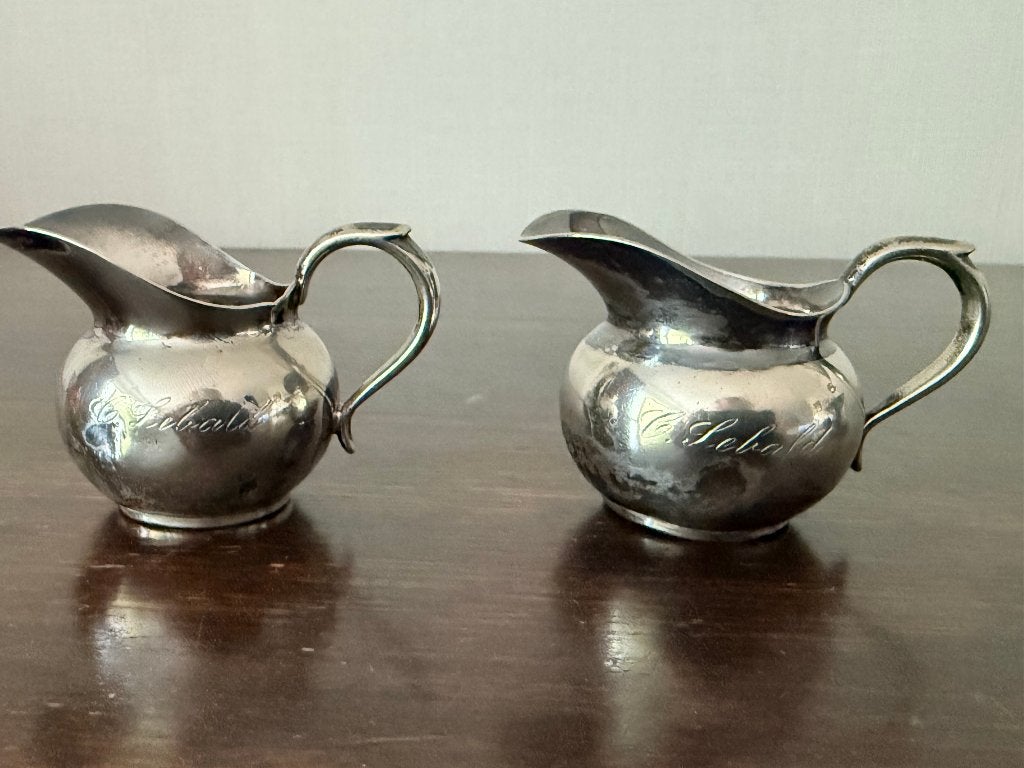 Antieke miniatuur hotelzilver roomkannetjes (3 cl), Ophalen of Verzenden