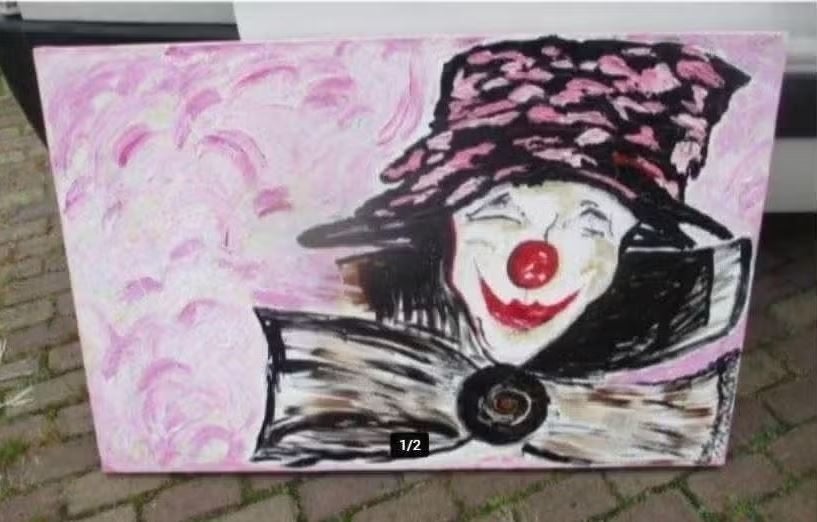 Mooi Modern geschilderd Werk 'Clown' - 120x80, Ophalen of Verzenden, Olieverf, Figuren