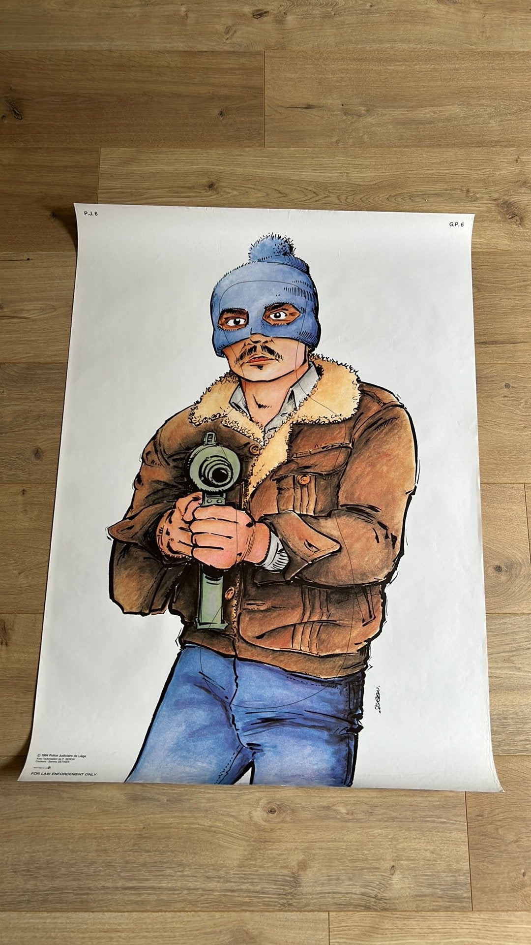 Affiche Seron Police Liège 1984, Enlèvement ou Envoi, Comme neuf