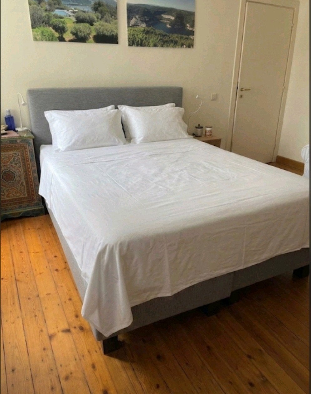 Lit 140x200 et matelas Merinos, Huis en Inrichting, Slaapkamer | Boxsprings, Grijs, Ophalen