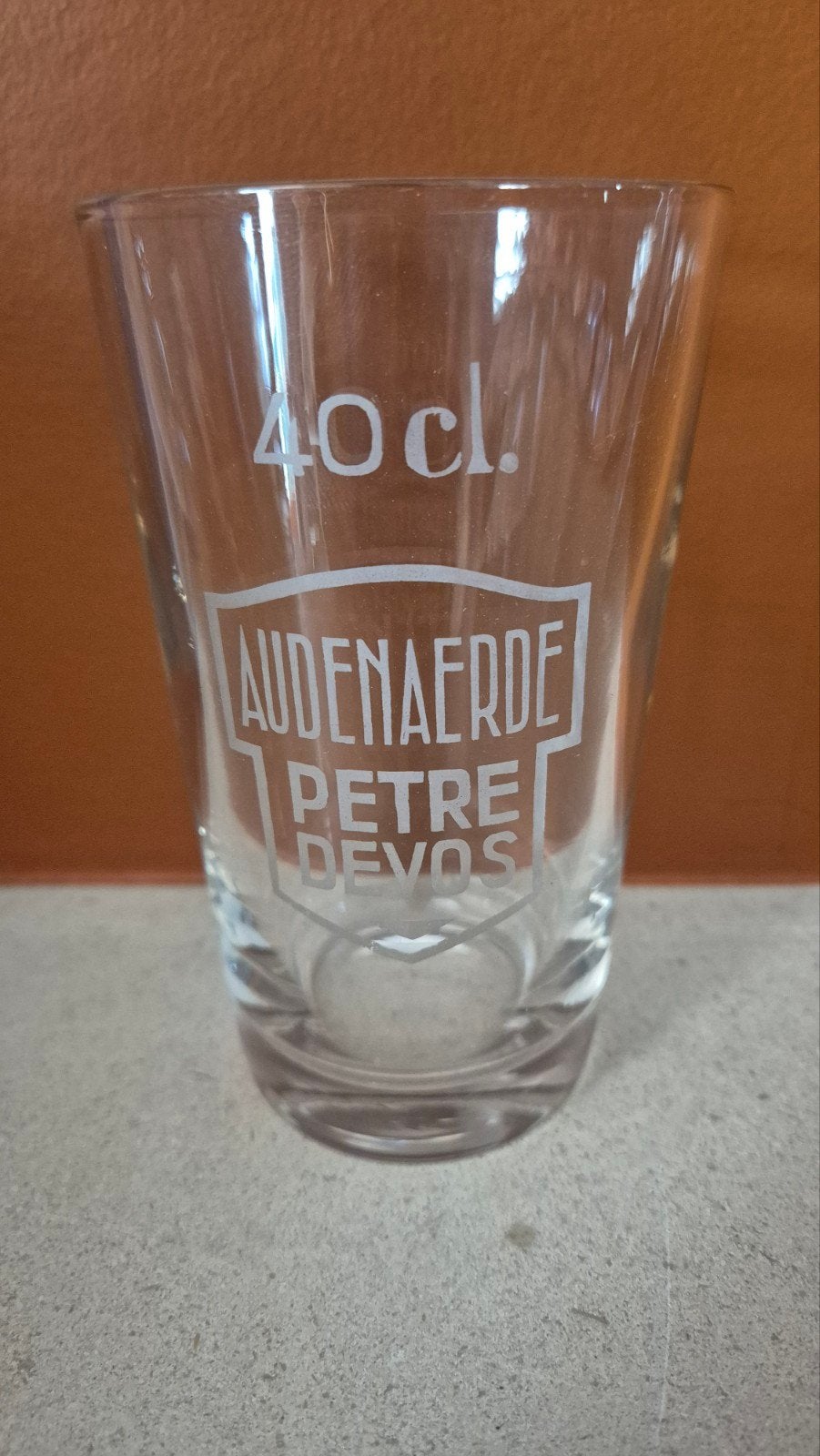 oud bierglas petre devos 40cl, Verzamelen, Ophalen, Bierglas