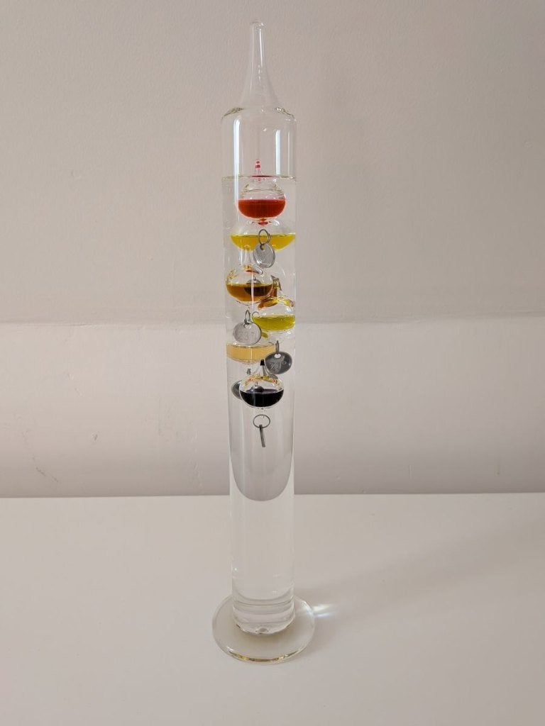 Vintage glazen Galileo thermometer - 43 cm, Ophalen of Verzenden, Zo goed als nieuw, Glas