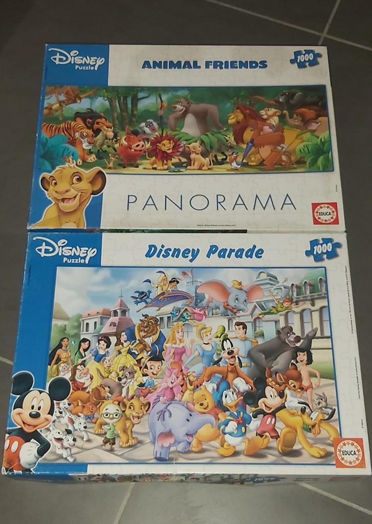 Set van 2 zeldzame Educa Disney puzzels 1000st, Ophalen of Verzenden, 500 t/m 1500 stukjes, Gebruikt, Legpuzzel
