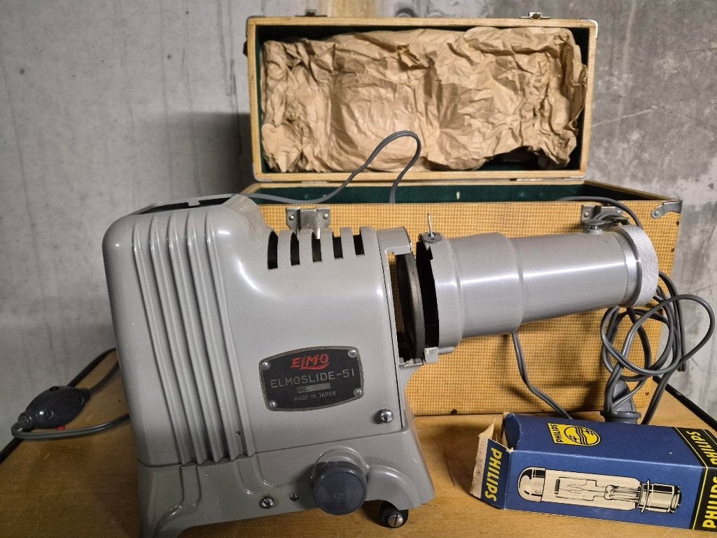 Vintage Elmo Elmoslide-51 diaprojector origineel, Ophalen, Gebruikt