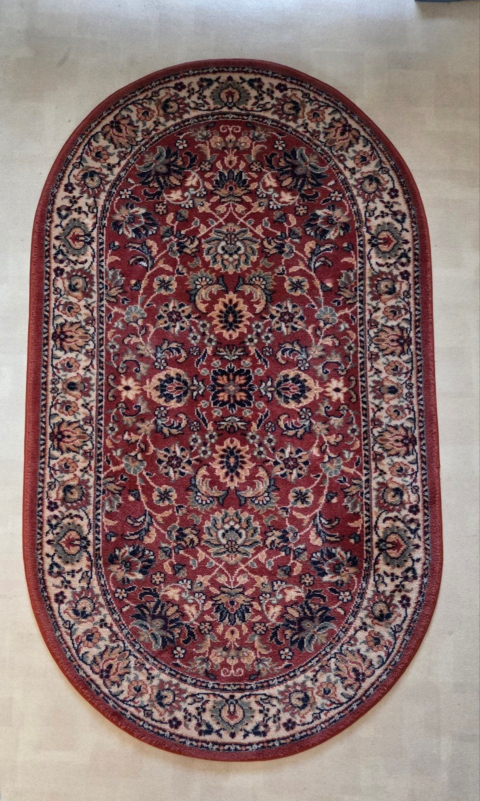 Ovaal oosters tapijt, Maison & Meubles, Ameublement | Tapis & Moquettes, Enlèvement, Rouge, Ovale