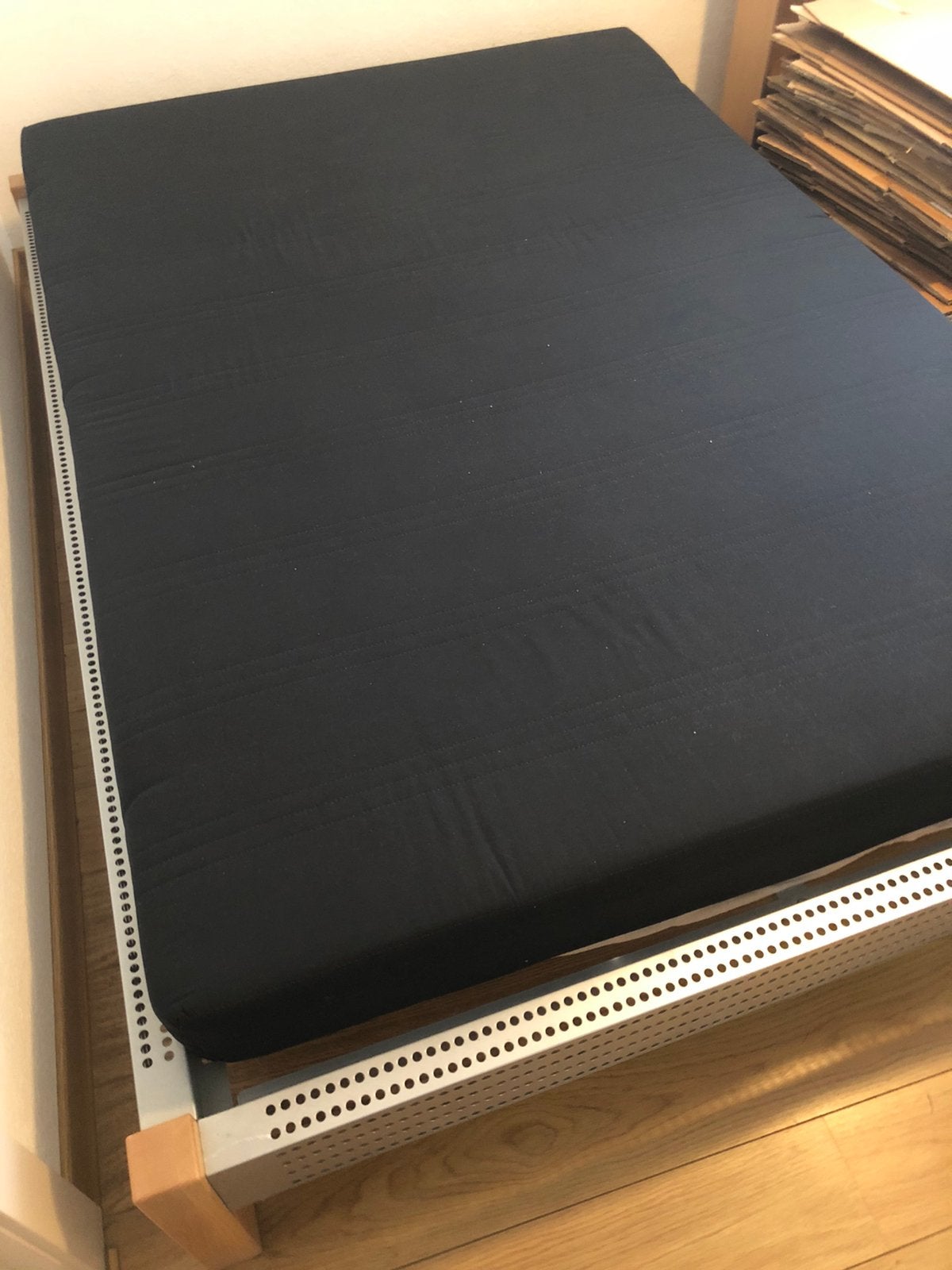 lit avec matelas, MODERN, Gris, Queen size, 210 cm