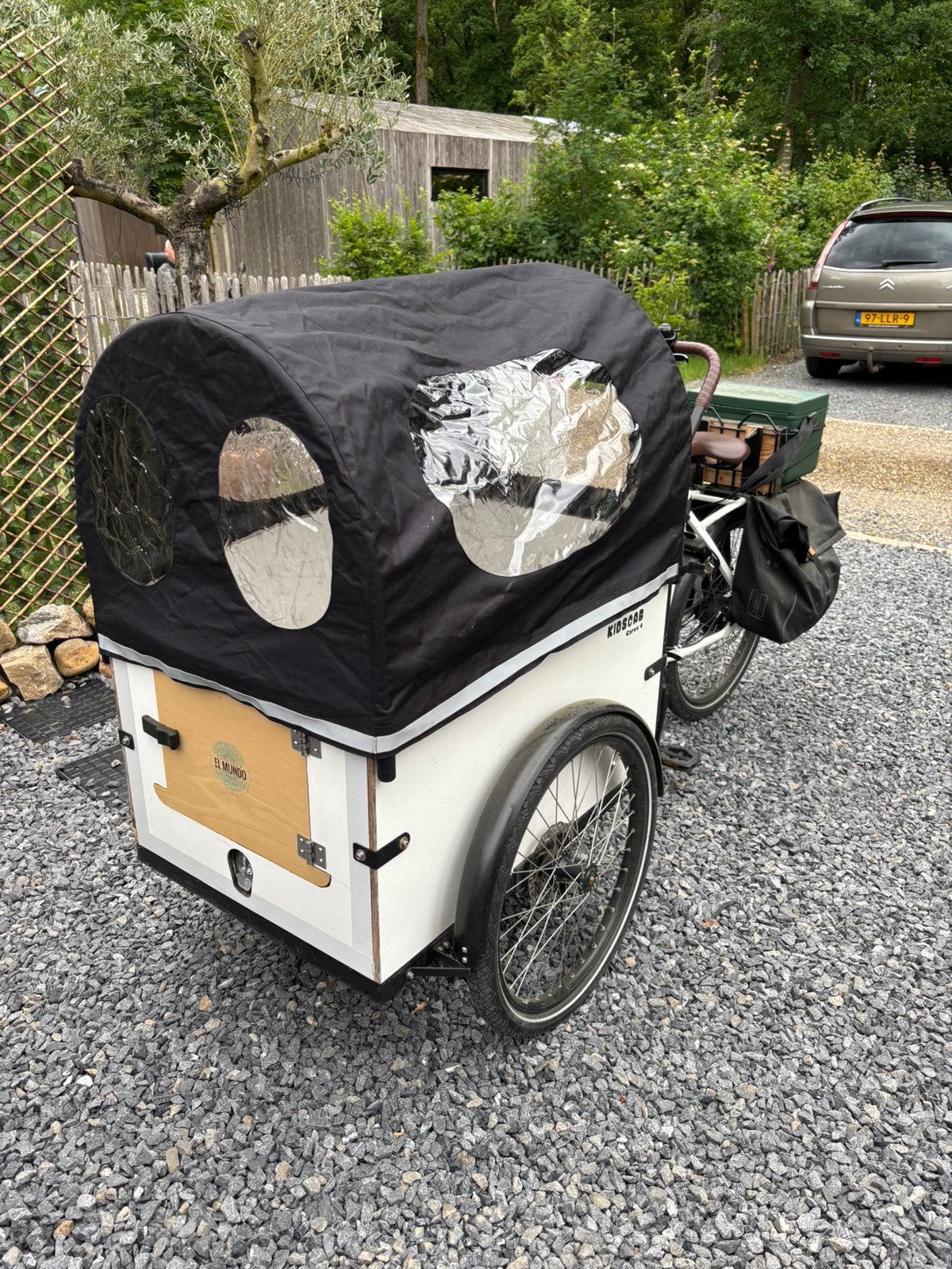 Kidscab elektrische bakfiets met huif, Huif, Zo goed als nieuw, 2 kinderen, Schijfrem
