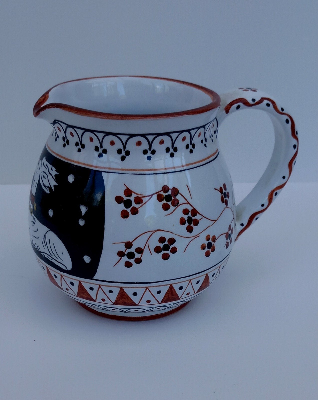 Handgemaakte kan van Italiaans Majolica aardewerk, Antiek en Kunst, Ophalen of Verzenden